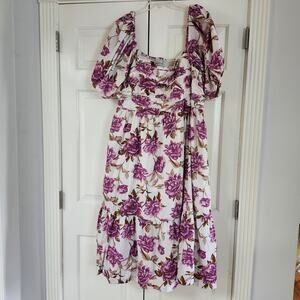 Abercrombie & Fitch Emerson Poplin Puff Sleeve floral Midi dress pockets sz 2X